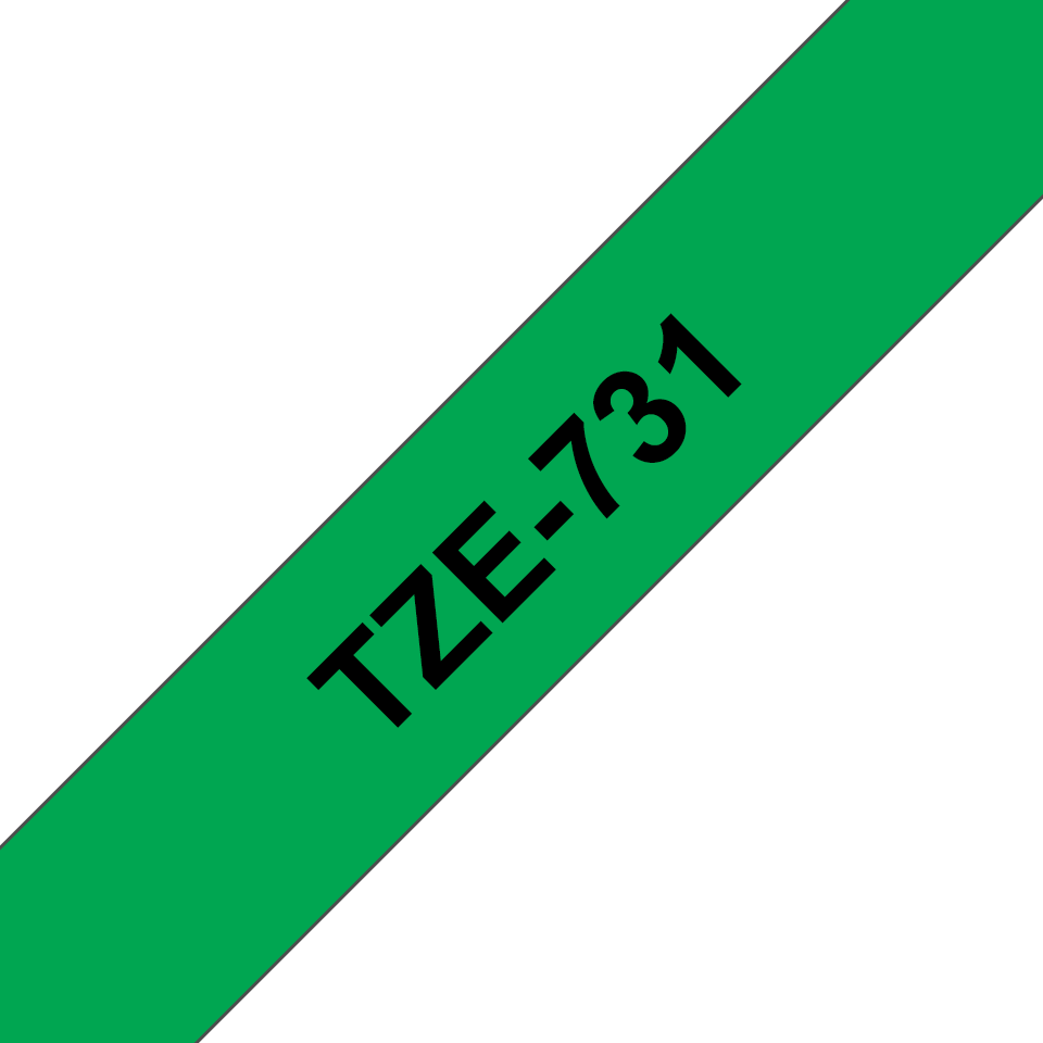 [TZE731] Ruban laminé Brother TZe-731 / TZE731, noir sur vert, 12 mm x 8 m