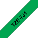 Brother Schriftband laminiert TZe-731 / TZE731, schwarz auf grün, 12 mm x 8 m