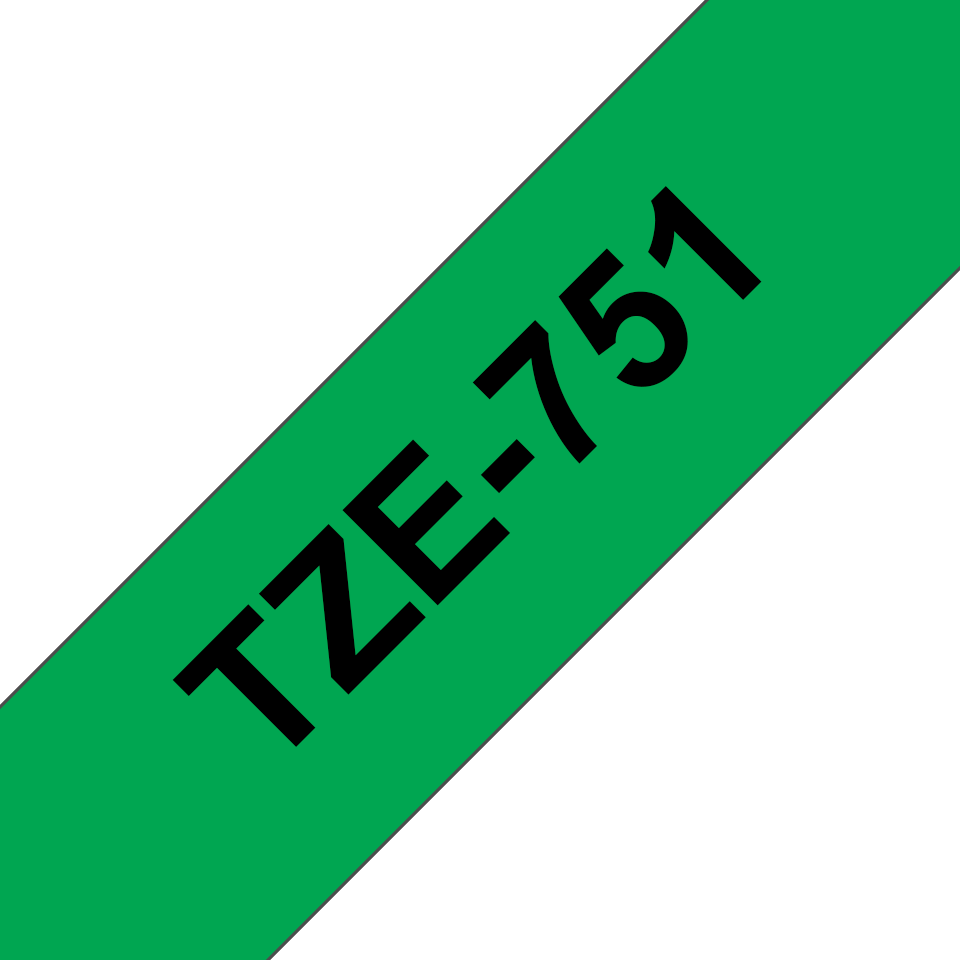 Brother Schriftband laminiert TZe-751 / TZE751, schwarz auf grün, 24 mm x 8 m