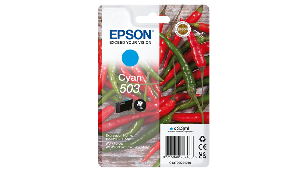 [C13T09Q24010] Tintenpatrone Epson 503 / C13T09Q24010 Cyan, 165 Seiten