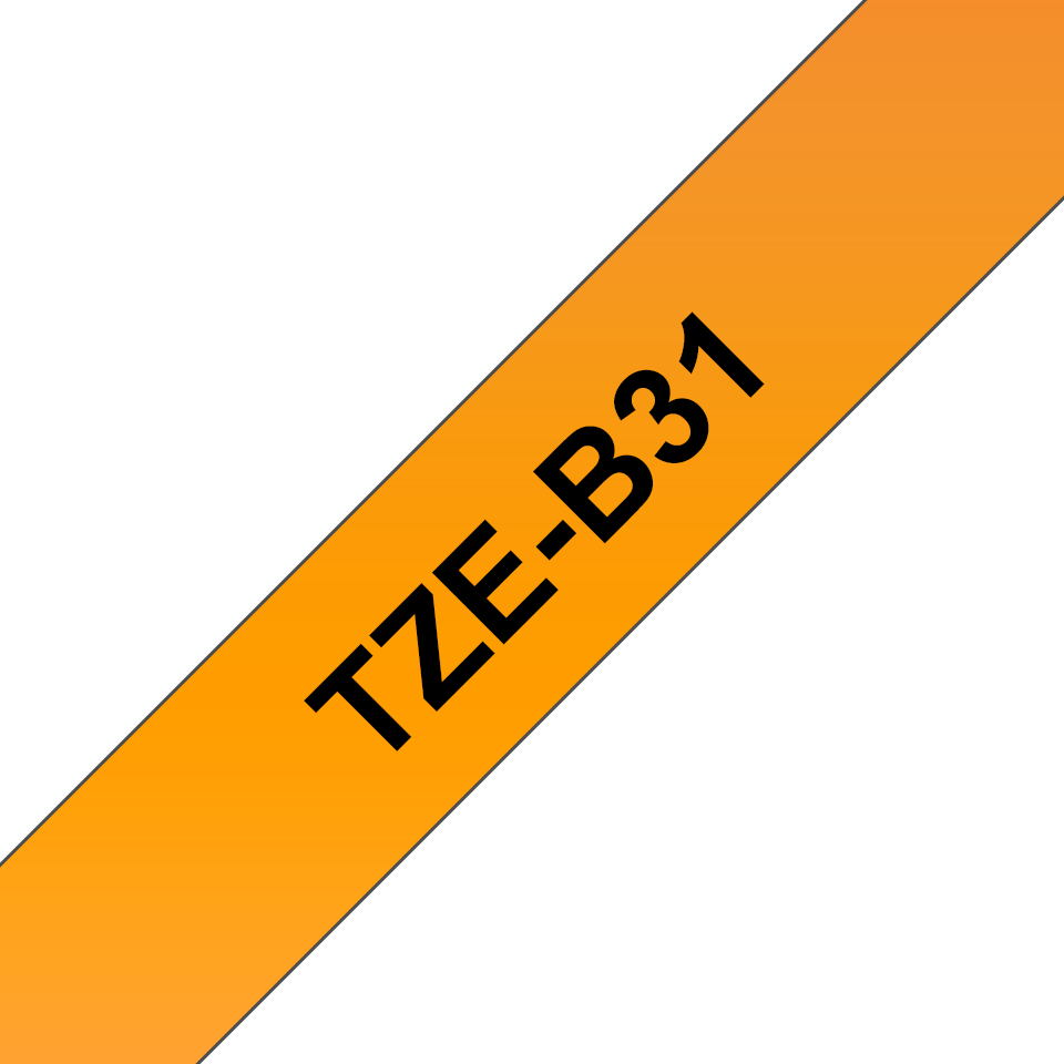 Brother TZe-B31 / TZEB31 fluorescent laminated tape, black on fluorescent orange, 12 mm x 5 m