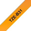Ruban laminé fluorescent Brother TZe-B31 / TZEB31, noir sur orange fluo, 12 mm x 5 m