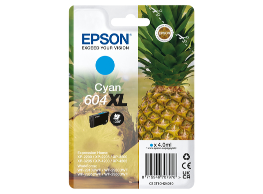 Tintenpatrone Epson 604XL / C13T10H24010 Cyan XL, 350 Seiten