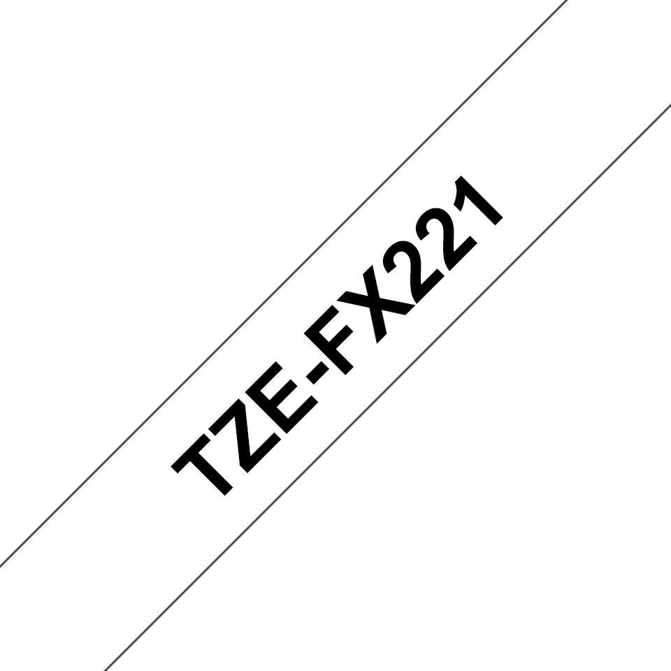 Ruban flexible Brother TZe-FX221 / TZEFX221, noir sur blanc, 9 mm x 8 m