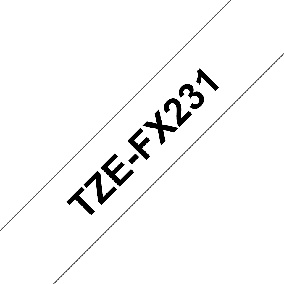 Brother TZe-FX231 / TZEFX231 flexible id tape, black on white, 12 mm x 8 m