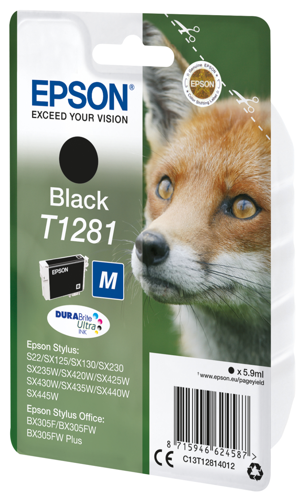 Tintenpatrone Epson T1281 / C13T12814012 Schwarz, 185 Seiten