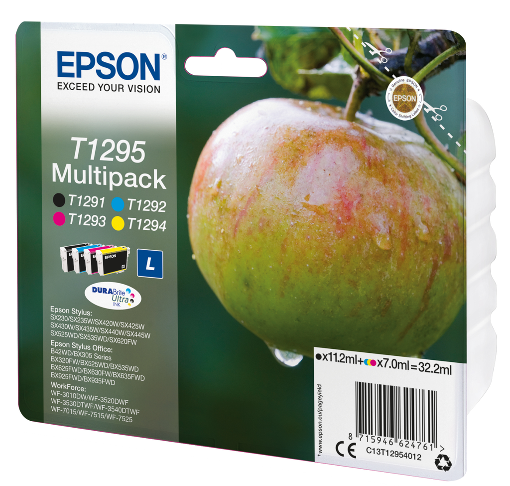 Cartouche d'encre Epson T1295 / C13T12954012 4 couleurs, 7 ml
