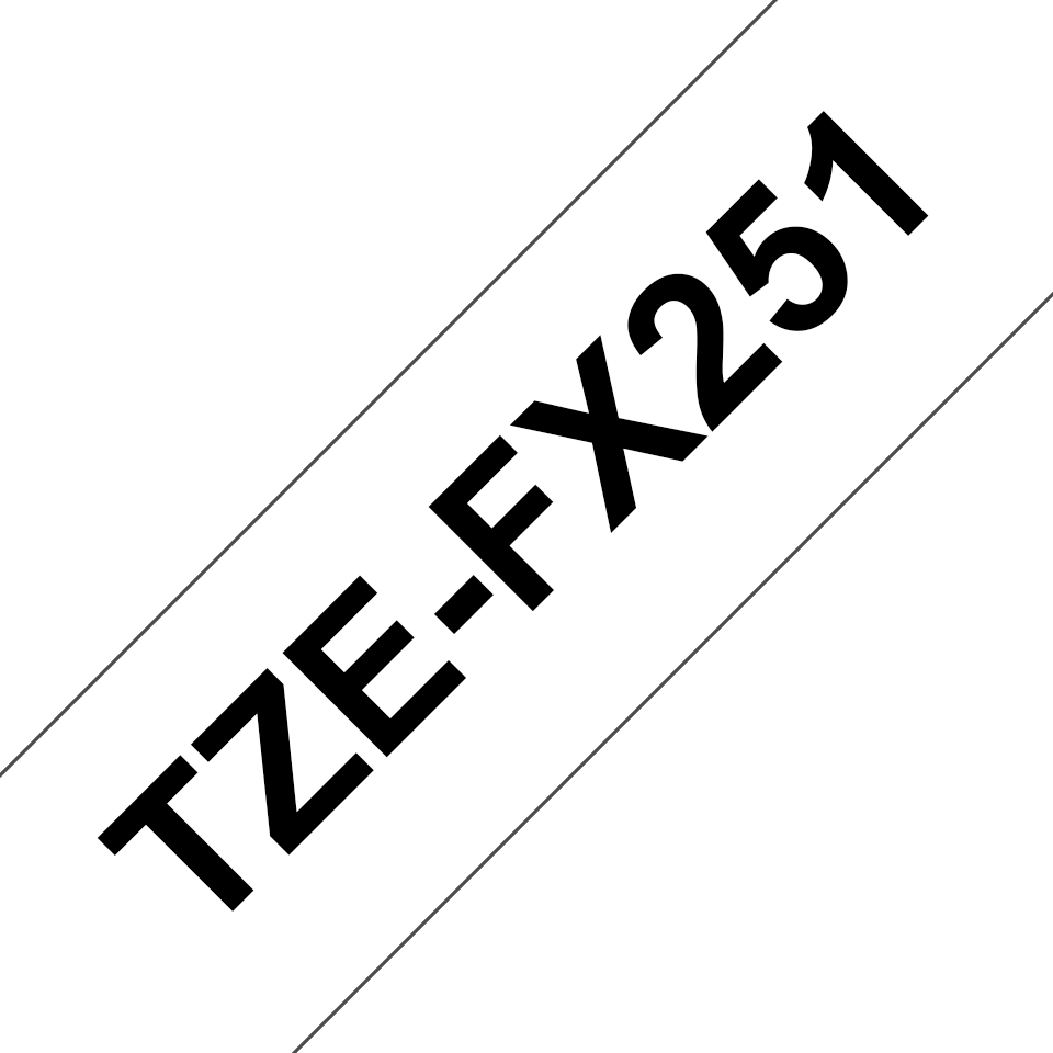 Brother TZe-FX251 / TZEFX251 flexible id tape, black on white, 24 mm x 8 m