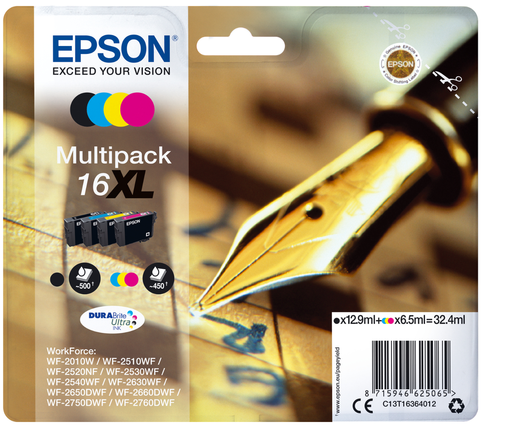[C13T16364012] Tintenpatrone Epson 16XL / C13T16364012 4 Farben XL, 65 ml