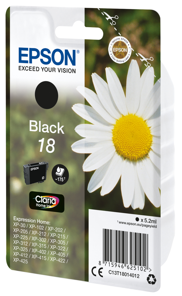 [C13T18014012] Cartouche d'encre Epson 18 / C13T18014012 noire, 175 pages