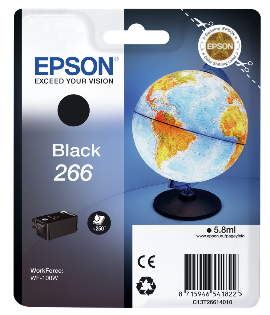 Epson 266 / C13T26614010 black ink cartridge, 250 pages