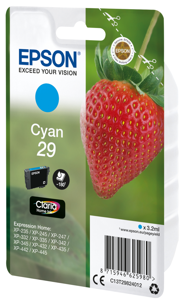 [C13T29824012] Tintenpatrone Epson 29 / C13T29824012 Cyan, 180 Seiten