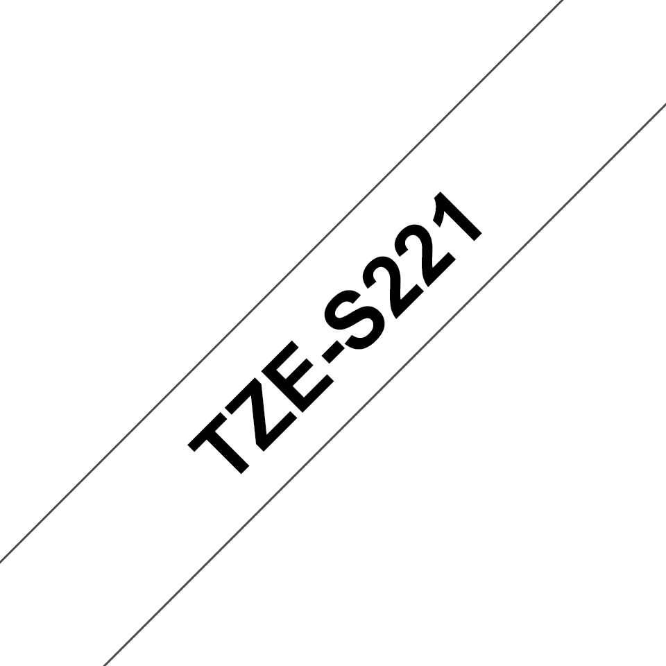 Brother TZe-S221 / TZES221 strong adhesive tape, black on white, 9 mm x 8 m