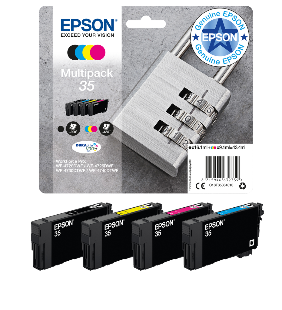 [C13T35864010] Tintenpatrone Epson 35 / C13T35864010 4 Farben, 91 ml