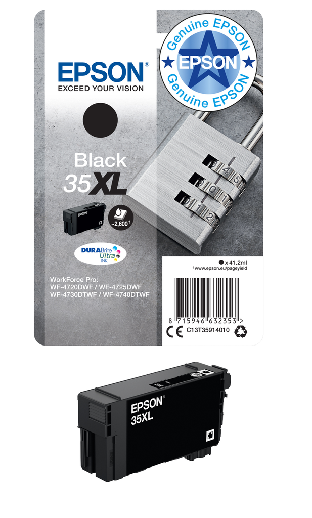 Tintenpatrone Epson 35XL / C13T35914010 Schwarz XL, 2.600 Seiten