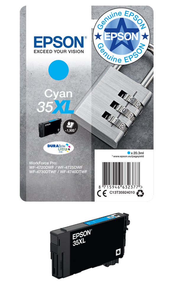 [C13T35924010] Cartouche d'encre Epson 35XL / C13T35924010 cyan XL, 1 900 pages