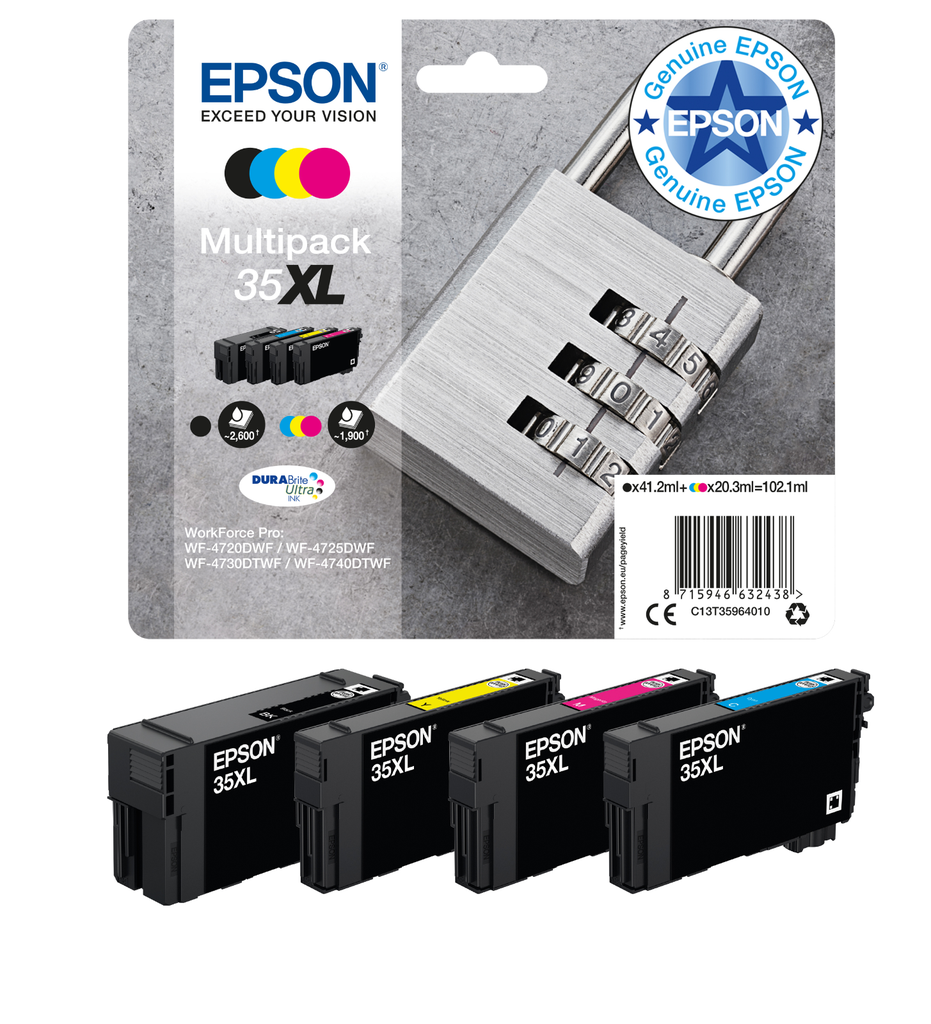 [C13T35964010] Tintenpatrone Epson 35XL / C13T35964010 4 Farben XL, 203 ml