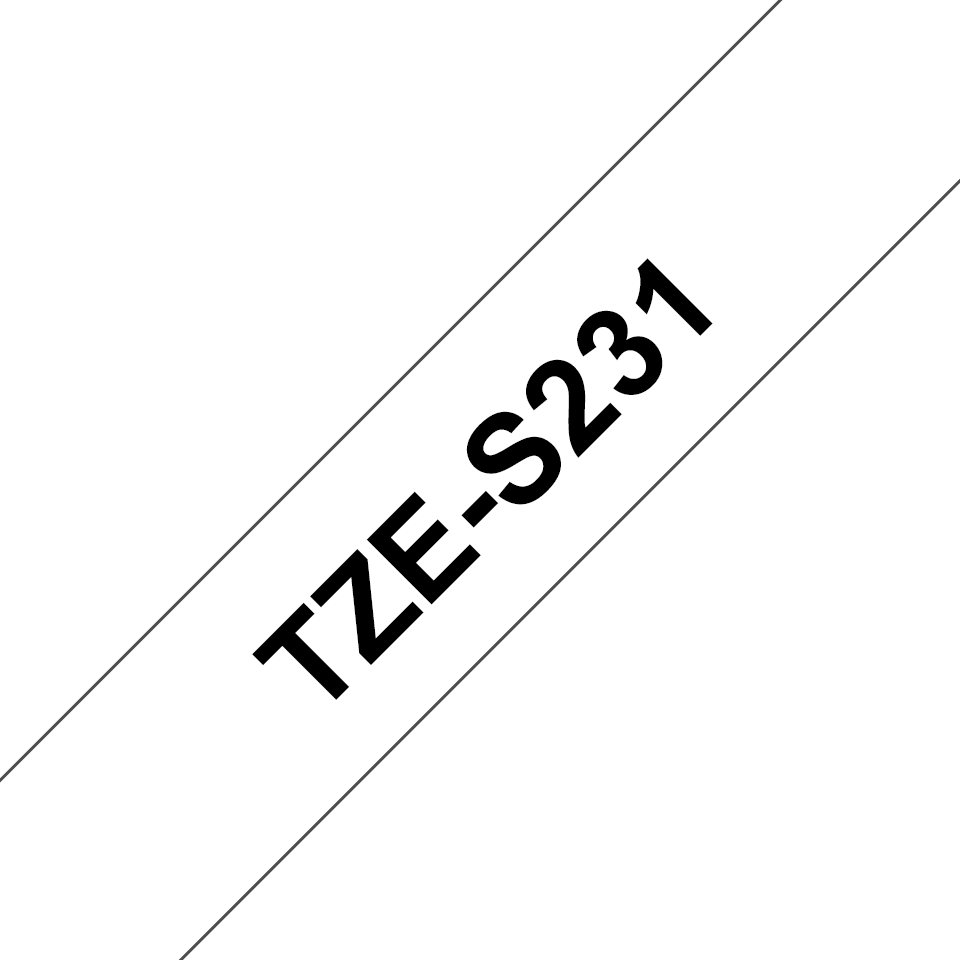 Ruban adhésif puissant Brother TZe-S231 / TZES231, noir sur blanc, 12 mm x 8 m