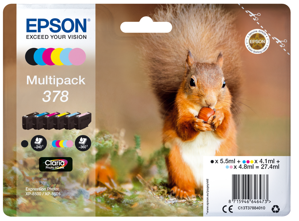 [C13T37884010] Cartouche d'encre Epson 378 / C13T37884010 4 couleurs, 41 ml