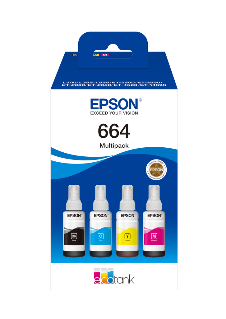 [C13T664640] Tintenflasche Epson 664 / C13T664640 4 Farben, 70 ml