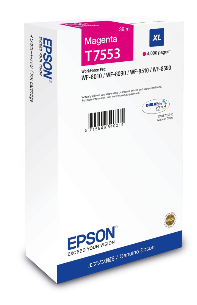 [C13T75534N] Tintenpatrone Epson T7553 / C13T75534N Magenta XL, 4.000 Seiten