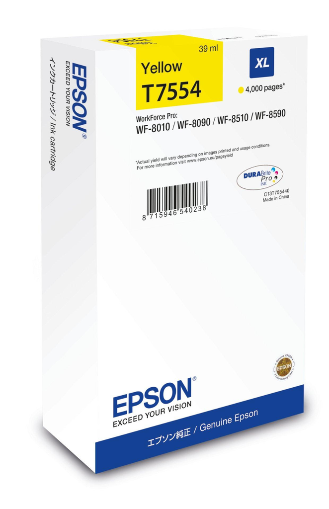 [C13T75544N] Epson T7554 / C13T75544N yellow XL ink cartridge, 4,000 pages