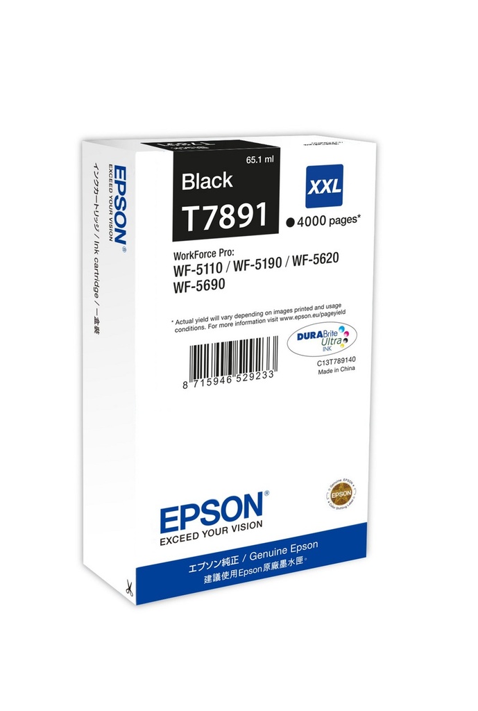 [C13T789140] Tintenpatrone Epson T7891XXL / C13T789140 Schwarz XXL, 4.000 Seiten