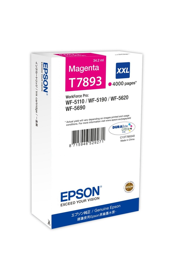[C13T789340] Cartouche d'encre Epson T7893XXL / C13T789340 magenta XXL, 4 000 pages