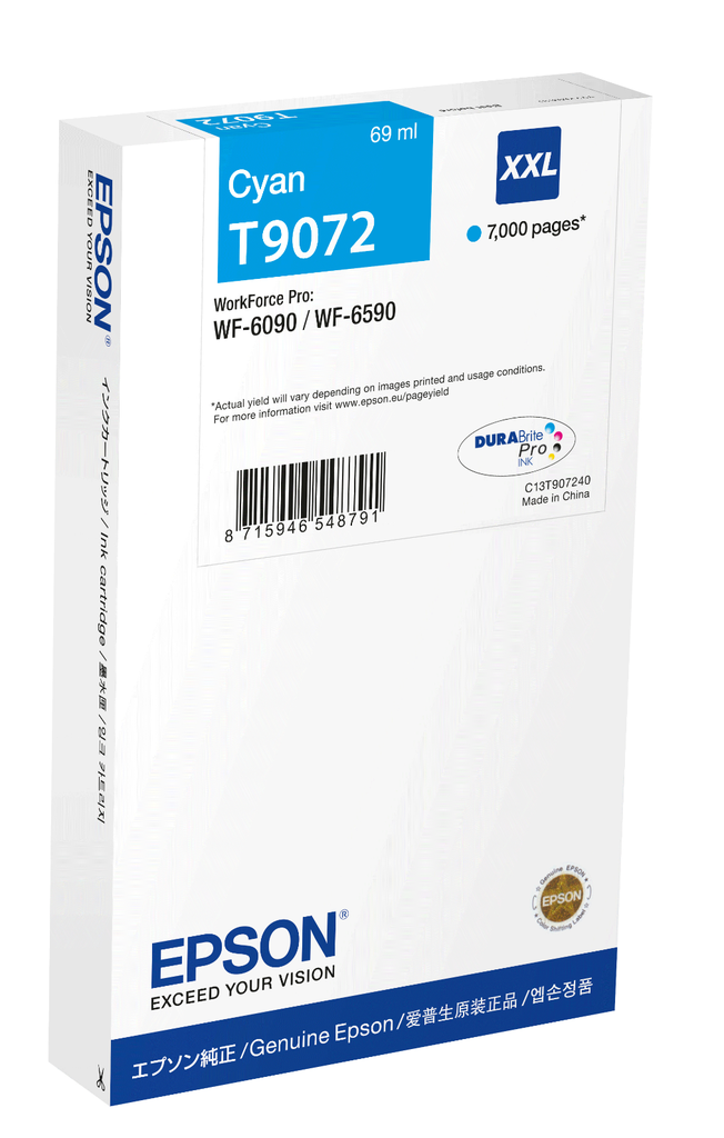 [C13T90724N] Tintenpatrone Epson T9072N / C13T90724N Cyan XXL, 7.000 Seiten