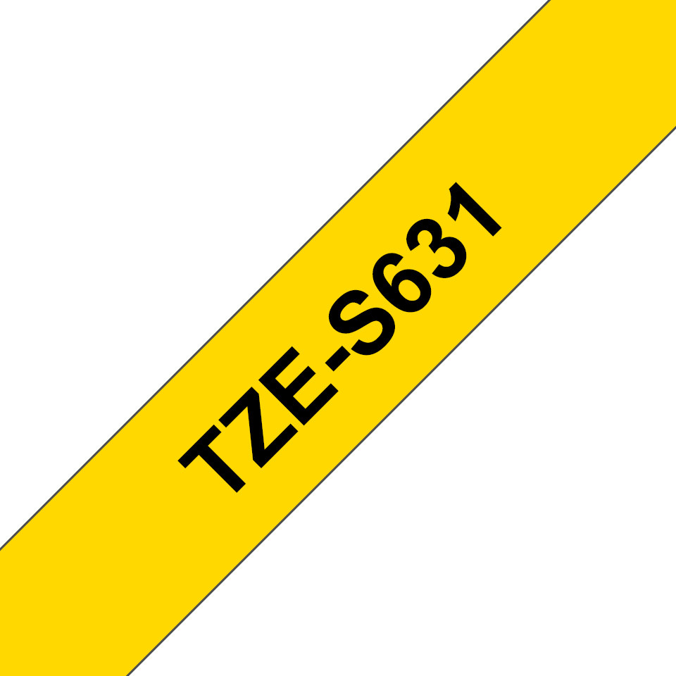 Brother Schriftband extra stark klebend TZe-S631 / TZES631, schwarz auf gelb, 12 mm x 8 m