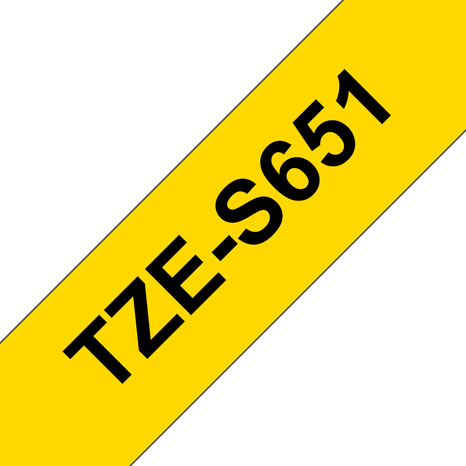 [TZES651] Brother Schriftband extra stark klebend TZe-S651 / TZES651, schwarz auf gelb, 24 mm x 8 m