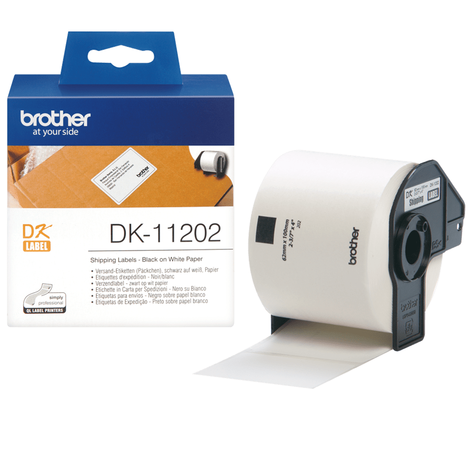 Brother DK-11202 / DK11202 die-cut labels, black on white, 62 x 100 mm, 300 labels