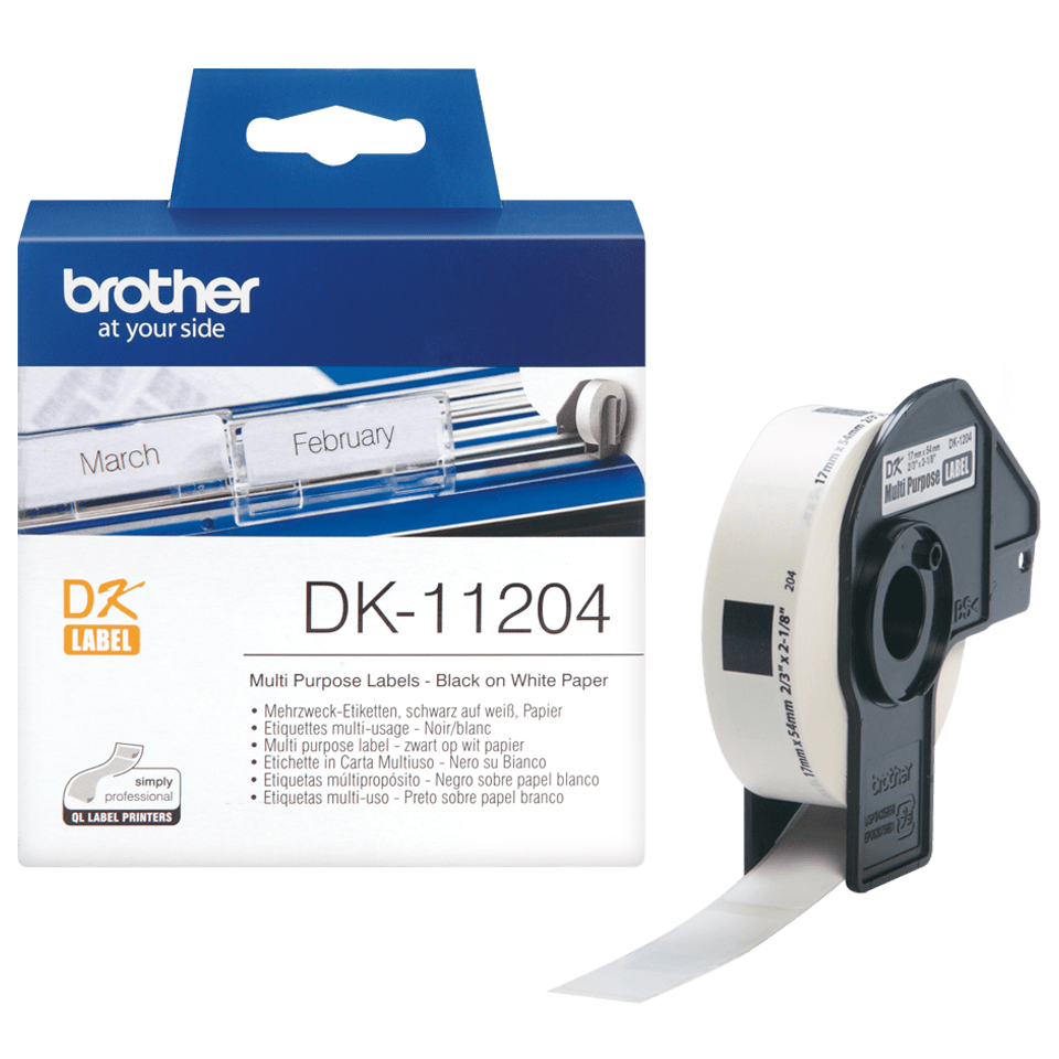 Brother Einzeletiketten DK-11204 / DK11204, schwarz auf weiß, 17 x 54 mm, 400 Etiketten