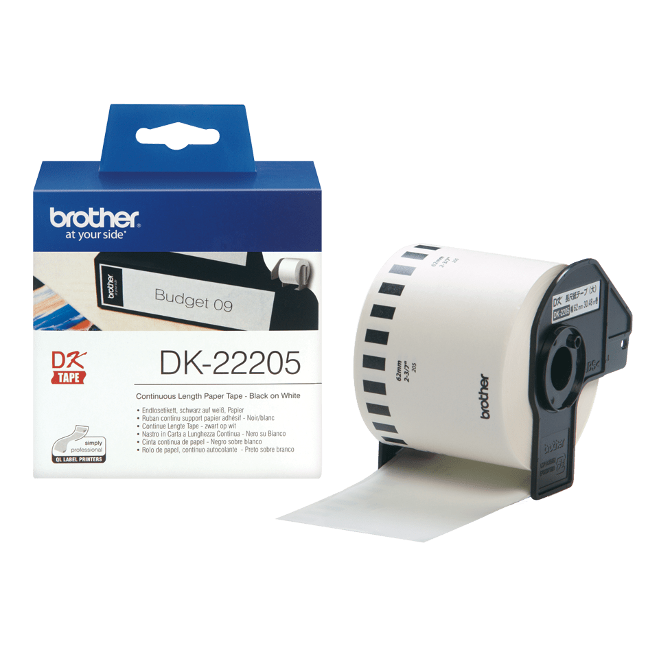 [DK22205] Rouleau continu papier Brother DK-22205 / DK22205, noir sur blanc, 62 mm x 30,48 m