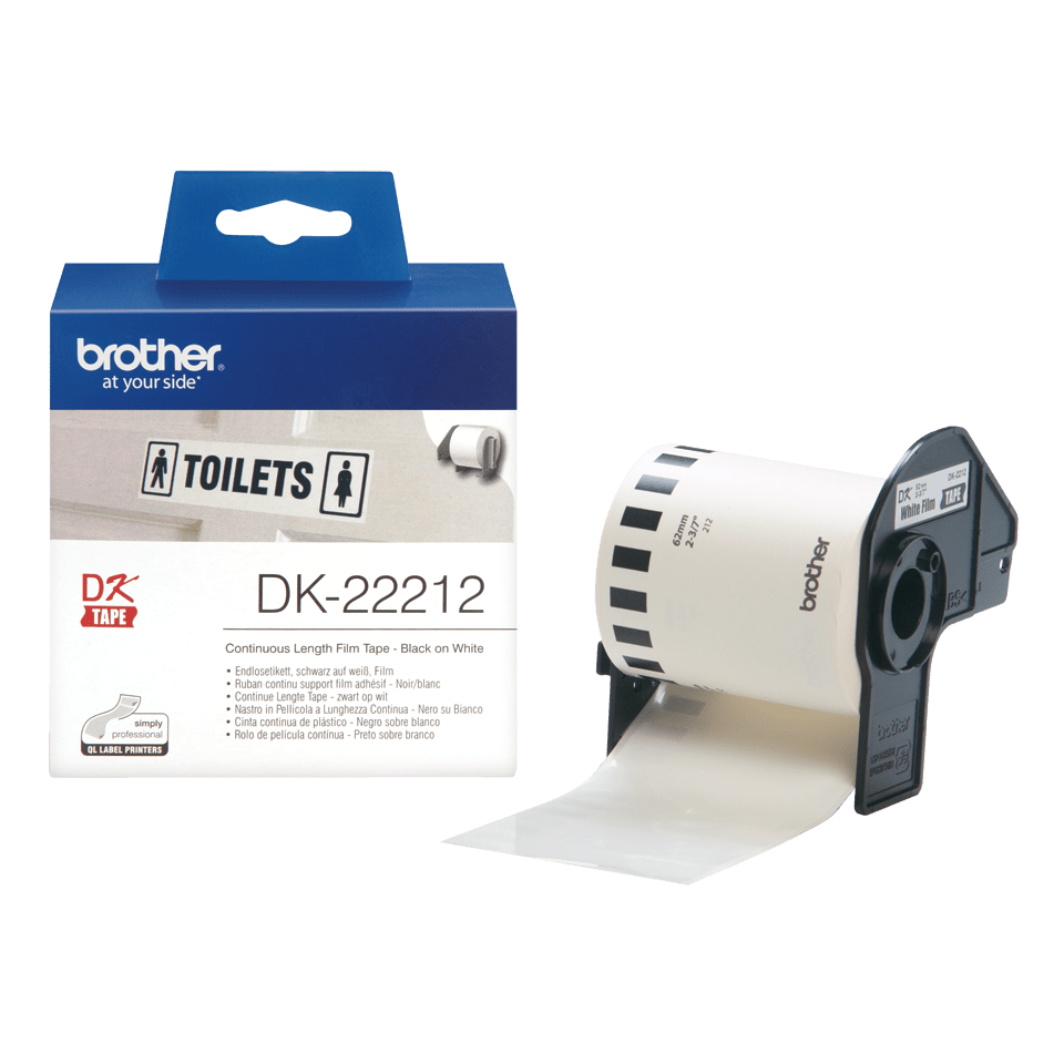 Brother DK-22212 / DK22212 continuous film roll, black on white, 62 mm x 15.24 m
