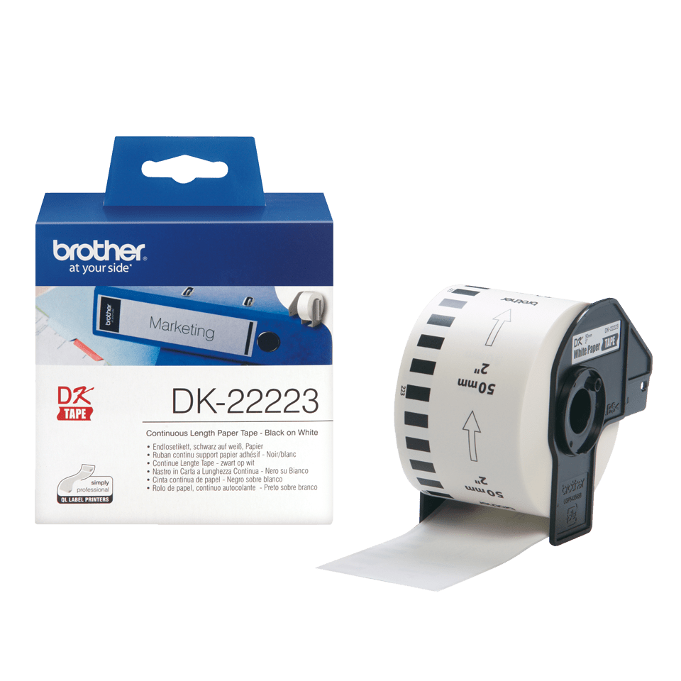 [DK22223] Brother DK-22223 / DK22223 continuous paper roll, black on white, 50 mm x 30.48 m