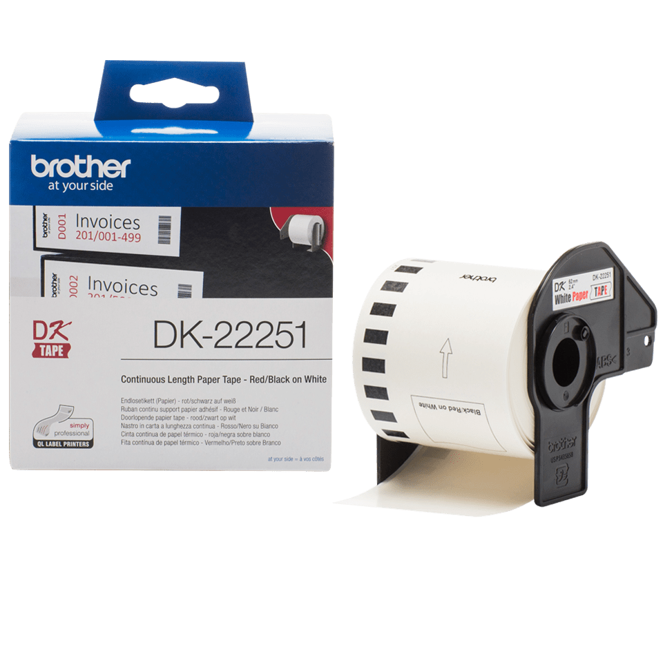 Brother Endlospapierrolle DK-22251 / DK22251, schwarz und rot auf weiß, 62 mm x 15,24 m