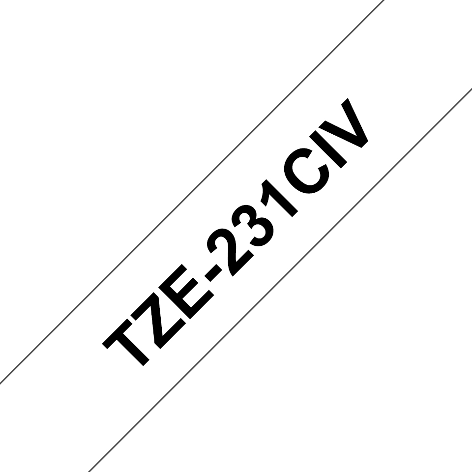 [TZE231CIV] Brother TZe-231CIV / TZE231CIV laminated tape, black on white, 12 mm x 8 m
