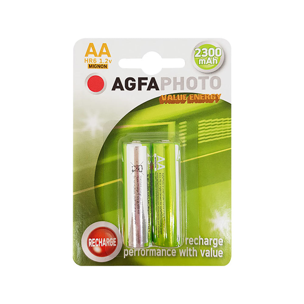 AgfaPhoto 131802800 NiMH rechargeable AA batteries, 2300 mAh, pack of 2