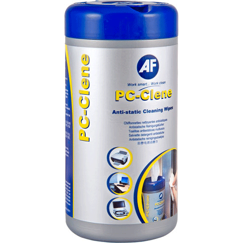 AF PC-Clene pre-impregnated anti-static cleaning wipes, tub of 100