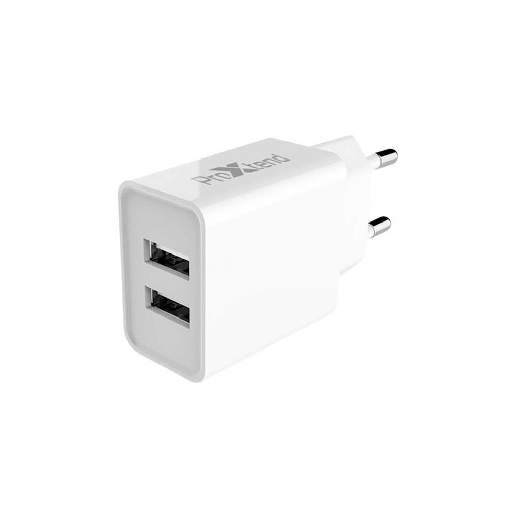 [PXUA12P2EU] ProXtend PX-UA12P2EU 12 W dual USB-A wall charger, white, EU plug