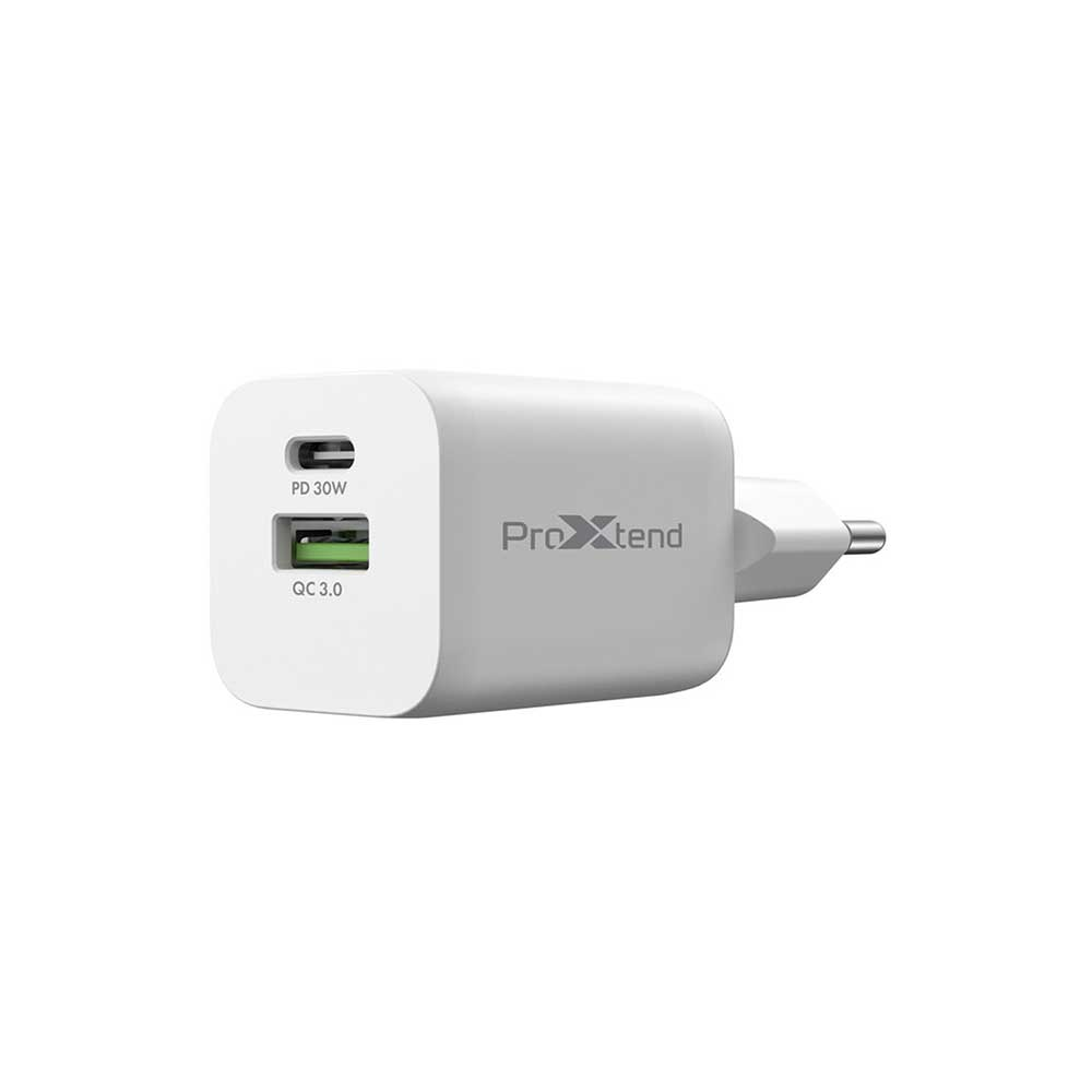 ProXtend PX-PD30P2EU Dual-Ladegerät USB-C und USB-A, 30 W, PD / QC 3.0, weiß