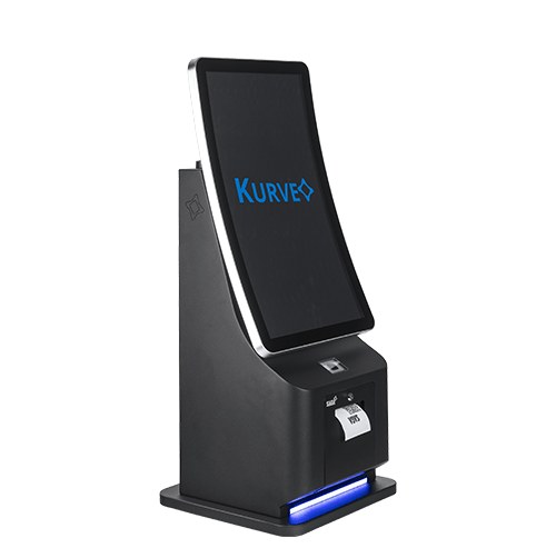[KV236WD] SAGA KURVEO DESK 23.6 23,6-Zoll-Thekenbestellkiosk mit gebogenem Display, Windows 11, Core i5-1035U, Thekenversion 50 x 