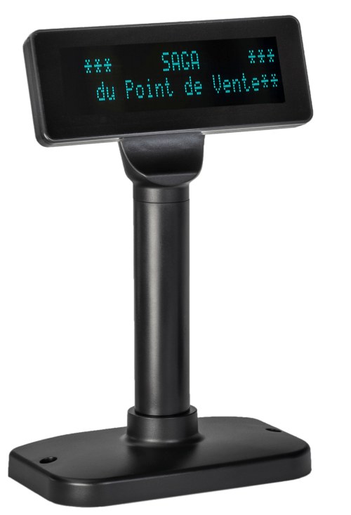SAGA SGDP-240 2 line customer display on stand, VFD 2 x 20 characters, USB, ESC/POS