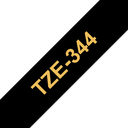 Ruban laminé Brother TZe-344 / TZE344, doré sur noir, 18 mm x 8 m