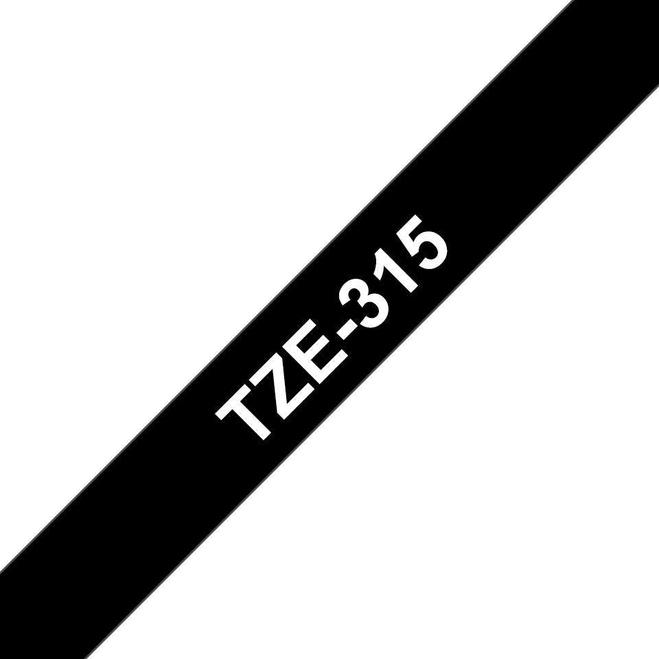 Ruban laminé Brother TZe-315 / TZE315, blanc sur noir, 6 mm x 8 m