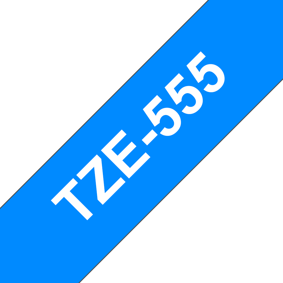[TZE555] Brother Schriftband laminiert TZe-555 / TZE555, weiß auf blau, 24 mm x 8 m