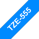 Ruban laminé Brother TZe-555 / TZE555, blanc sur bleu, 24 mm x 8 m