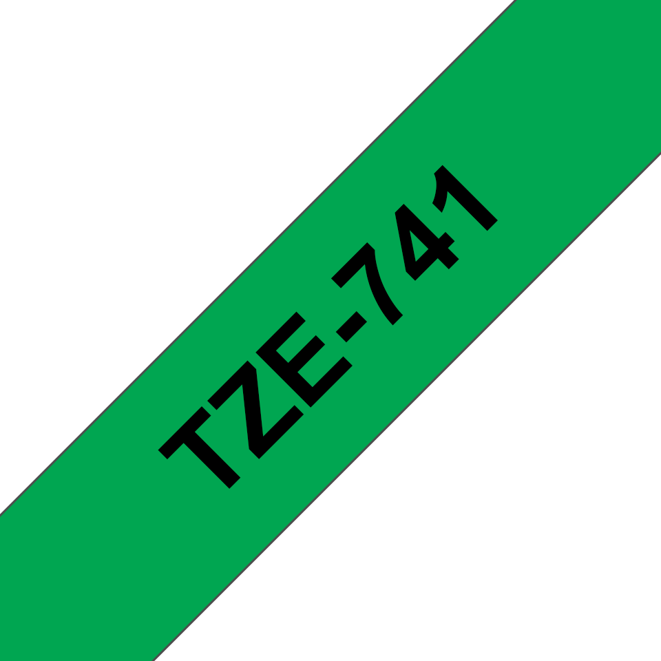 Brother TZe-741 / TZE741 laminated tape, black on green, 18 mm x 8 m