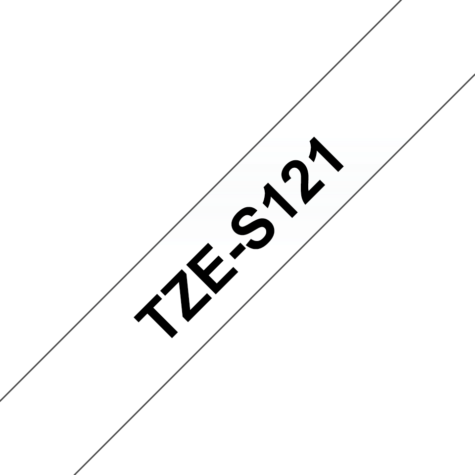 Brother TZe-S121 / TZES121 strong adhesive tape, black on clear, 9 mm x 8 m